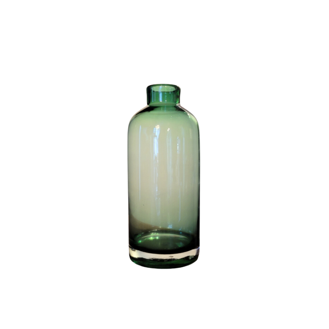 Flat Bottomed Glass Bottle Vase - Green 27cm image 0